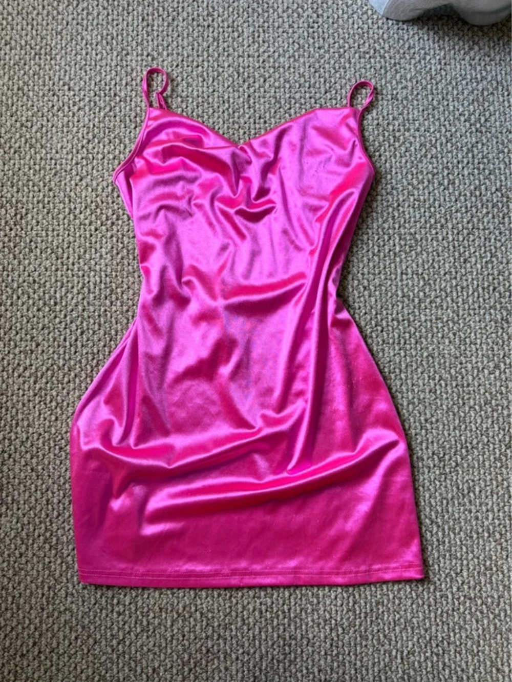 Pink satin mini dress with adjustable straps